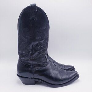 Boulet 0629 Cowhide Leather Classic Black Snip Toe Cowboy Boots Men's Size 9.5 E